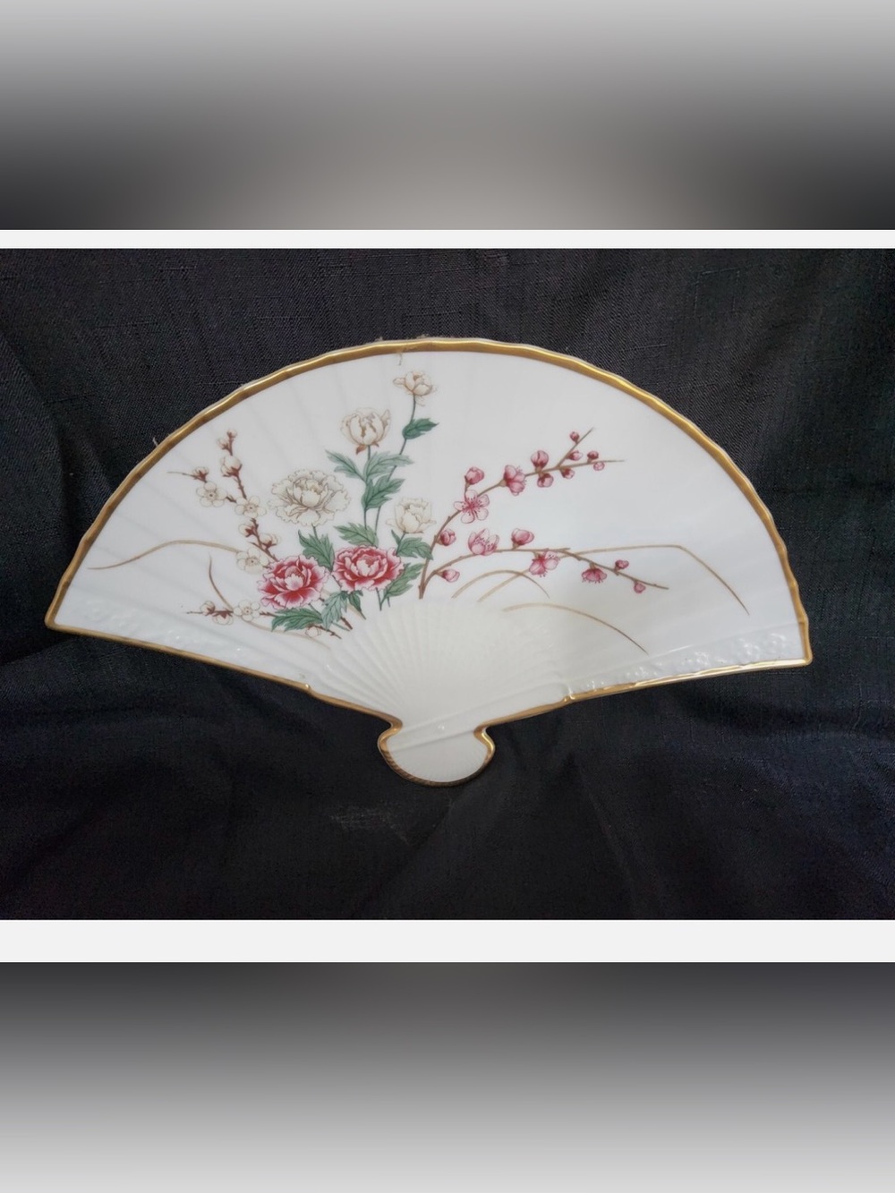 🌸Vintage Lenox The Plum Blossom Fan Fine Porcelain NIB w/ Paper🌸